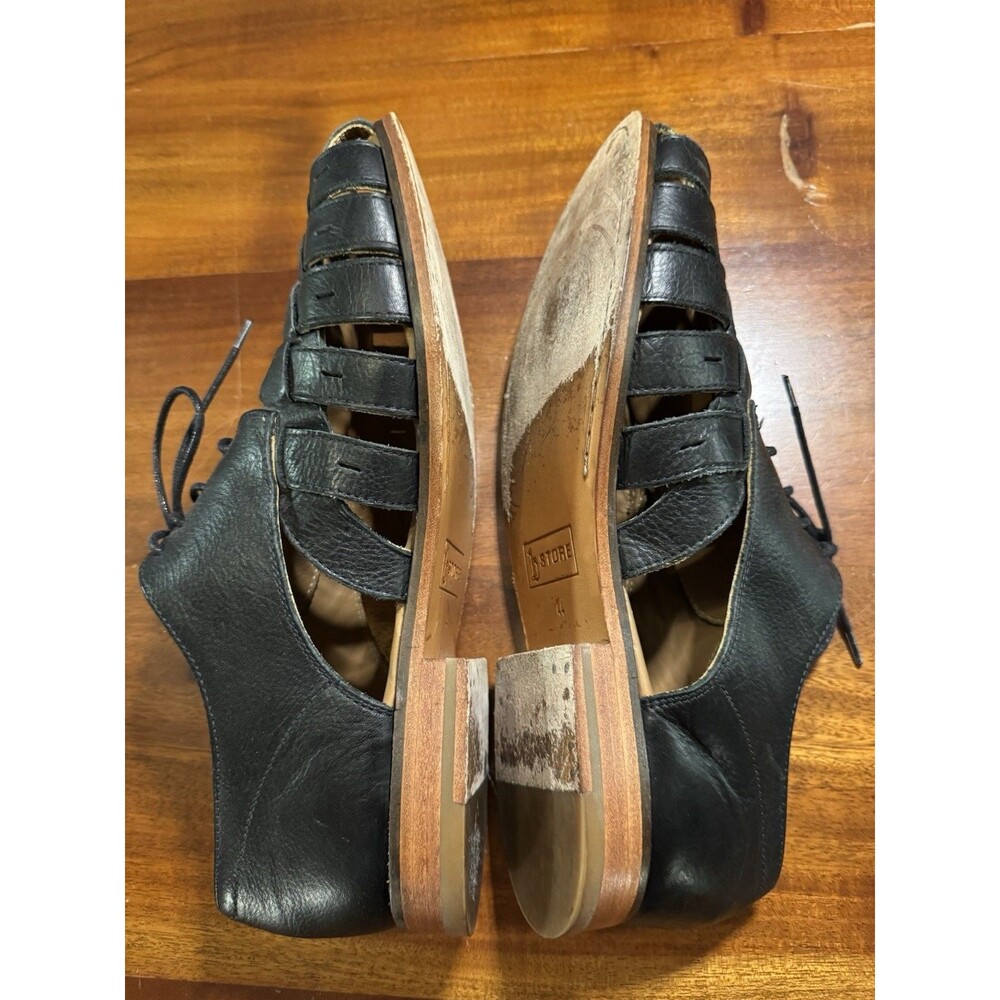 Vintage b Store London Black Leather Fisherman Huarache Oxford Shoes Mens US 11 - Picture 8 of 8